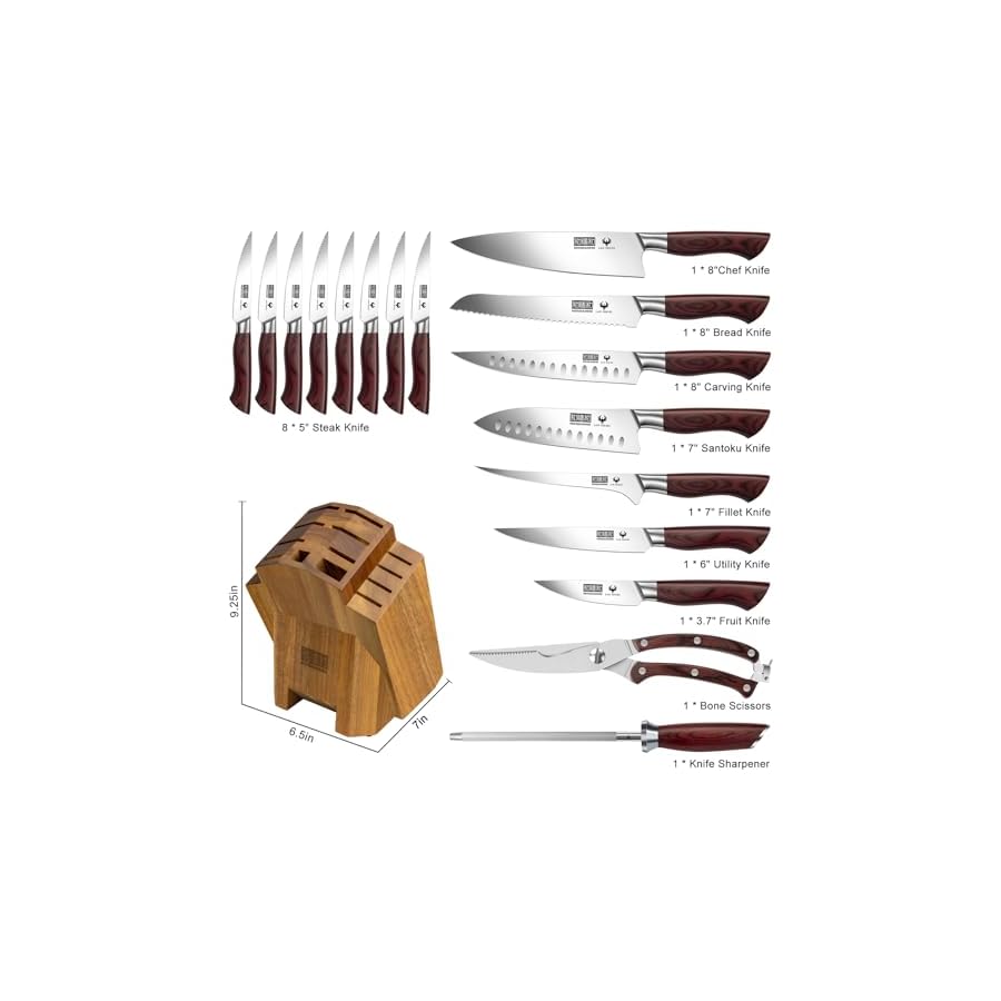 Kitchen-Knife-Set-with-Block-18-Piece-Super-Sharp-German-High-Carbon-Stainless-Steel-Chef-Knife-Set-Professional-Cutlery-Knife-Set-with-Sharpener HOSHANHO Kitchen Knife Set with Block 18-Piece, Super Sharp German High Carbon Stainless Steel Chef Knife Set, Professional Cutlery Knife Set with Sharpener