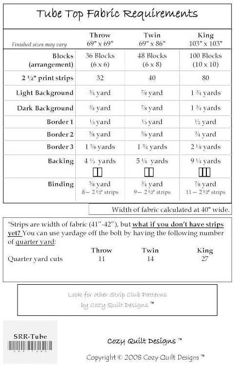 Cozy Quilt Designs 'Strip Club' Pattern - Tube Top (Includes Instructions for Three Project Sizes)