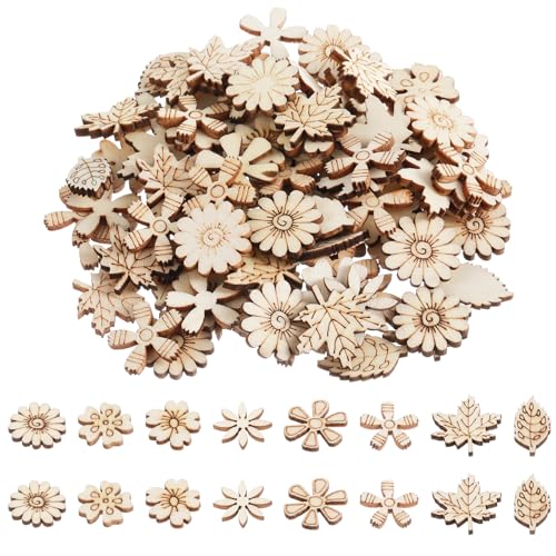 Nogeqi 100 Stück Streudeko Blumen Holz Basteln Holzkonfetti...