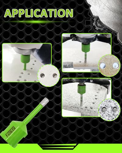 Image of Diamond Core Drill Bits Set - Tile Hole Saw Kit 6 /8 /10 /25 /35 /50mm with 2 inch Diamond Beveling Chamfer Bit for Porcelain Ceramic Tile Granite Marble