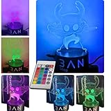 Hollow Knight Game 3D Night Light, Night Light For Kids, Hornet DIY Art Laser Engraved Acrylic 3D Illusion Lamp, As Coraline and Stardew Valley Switch, Nintendo Switch Games (16 Color with Remote)