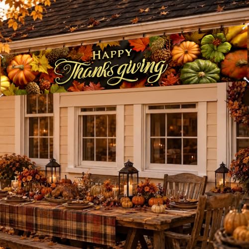 Image of Nuxovilar Thanksgiving Banner 118.1x19.6 Inches Polyester