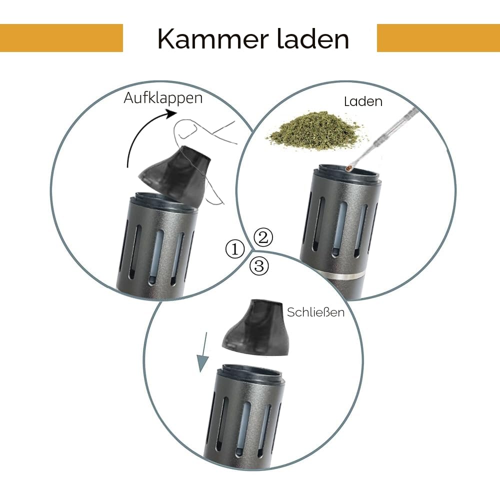 Vaporizer Kräuter Portabler Verdampfer - VapeMaster Skywalker Premium Herb Vaporizer, Keramikkammer Und 360 Grad Heizung, Temperatur Kontrolle, Reiner Dampf