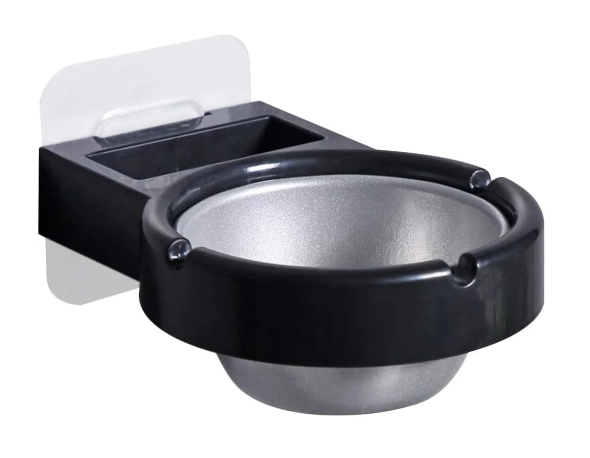 GALV Wall-Mounted Bathroom Ashtray for Cigarettes, Cigarette Holder with Sticker, for Bathroom Toilet Wall (1 pcs)(Black)(12.5 x 4 cm)-image-33