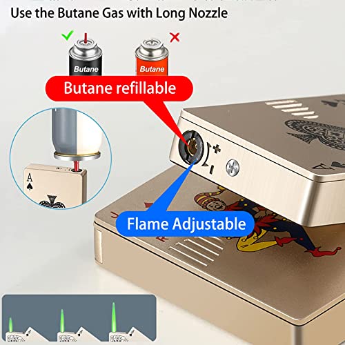 Relquatty Jet Torch Lighter, Windproof Green Flame Refillable Butane Gas Lighter, Cards Cool Design Ace Lighter Metal Card Lighter, For Festival, Birthday, Candle, Camping, Gift For Men (Black) #TOP1