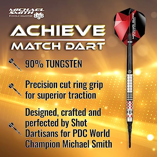 Fléchettes pointe plastique Michael Smith Achieve 90% Shot Darts 18g