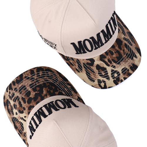 Image of Vintage Two-Tone Trucker Hat Adjustable Baseball Cap with Mommin Embroidery Ponytail Fit Unisex Outdoor Casual Headwear