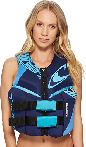 O'Neill Wetsuits Women's Reactor USCG Life Vest, Navy/River/Turquoise, 8
