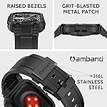 amBand Bands Compatible with Apple Watch 9/8/7/SE (2nd)/SE/6/5/4 45mm/44mm Case for Men, M1 Sport Series Rugged Case Protective Cover for iWatch SE2/6/SE/5/4/3 42/44/45mm Men Black - Image 2
