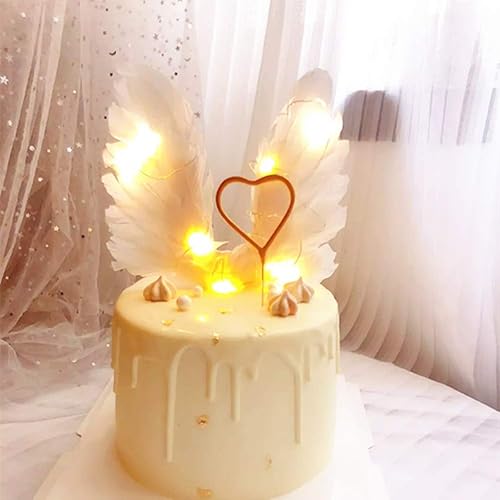 Miniatura 7 de 3 piezas de plumas de imitación de alas de ángel para decoración de tarta de cumpleaños, fiesta de cumpleaños, boda, Halloween, Navidad,