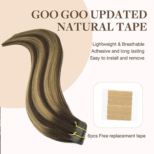 GOO GOO Tape in Hair Extensions Human Hair, 20pcs 50g 24inch - Image 3