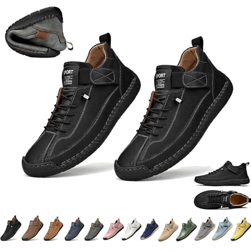 Beelovy Shoes for Men, EaseStep Leather Sneakers – Soft Comfort & Orthopedic Support, Mens Non-Slip Arch Support Waterproof Hiking Shoes