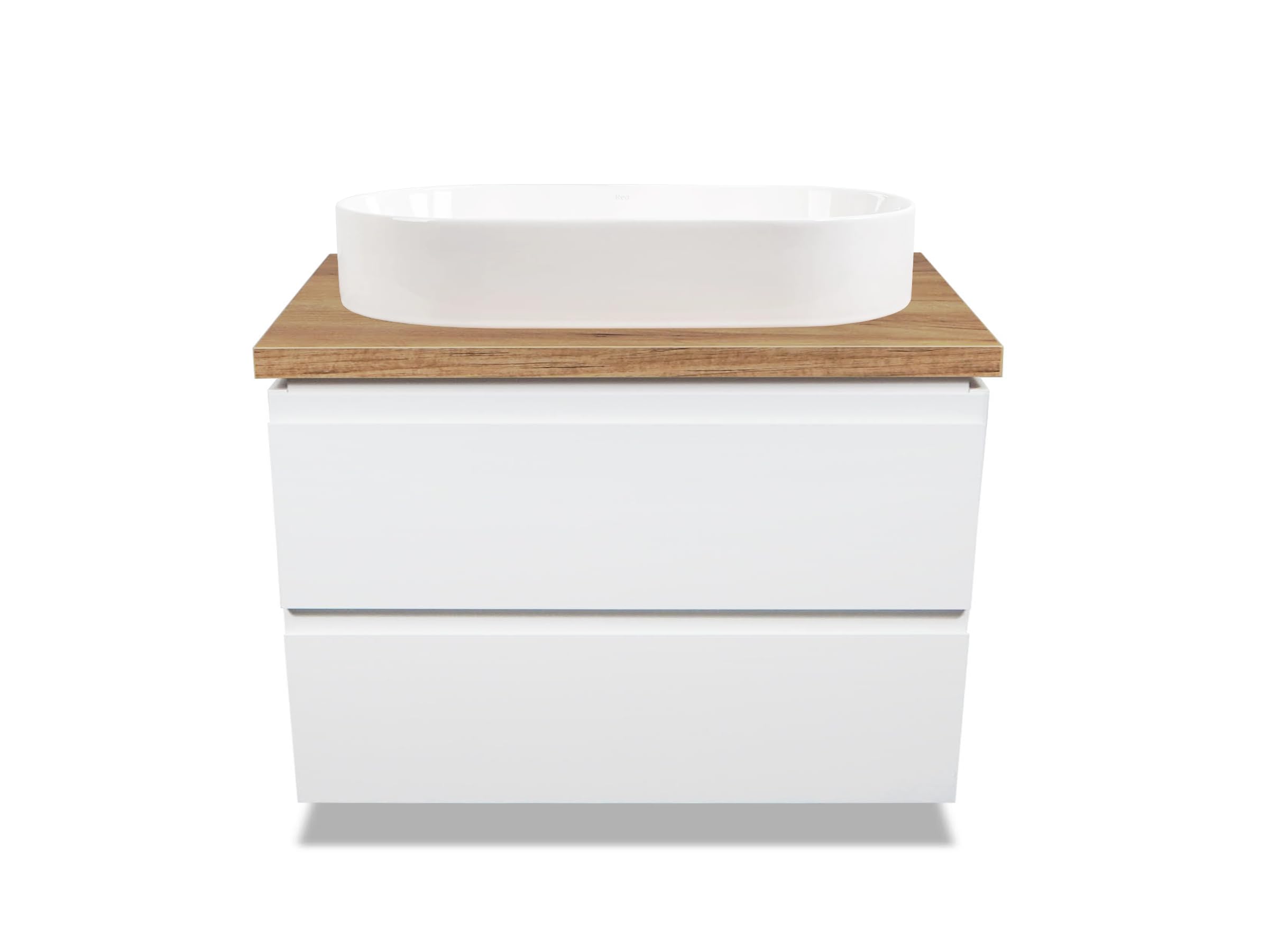 VBChome Badezimmerschrank 80x45 cm Waschbecken 71x38 cm Weiß Unterschränke Wandschrank Waschbeckenunterschrank Hängeschränke mit Arbeitsplatte 2 Schubladen Gefräste Griffe