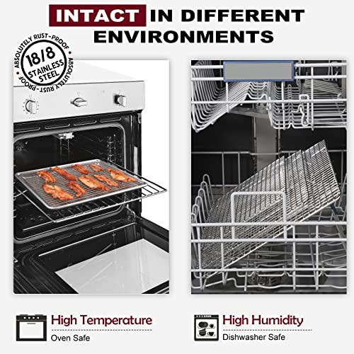 18/8 Stainless Steel, Cooling Rack For Baking With Lifting Handle, 8.5”X 12” Baking Rack, Oven And Dishwasher Safe, Wire Rack For Cooking, Roasting, Grilling, Fits Quarter Sheet Pan #TOP5