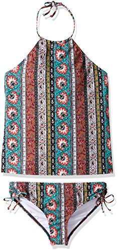 Billabong Big Girls' Hippy Ditsy Tankini Two Piece Swimsuit, Multi, 7