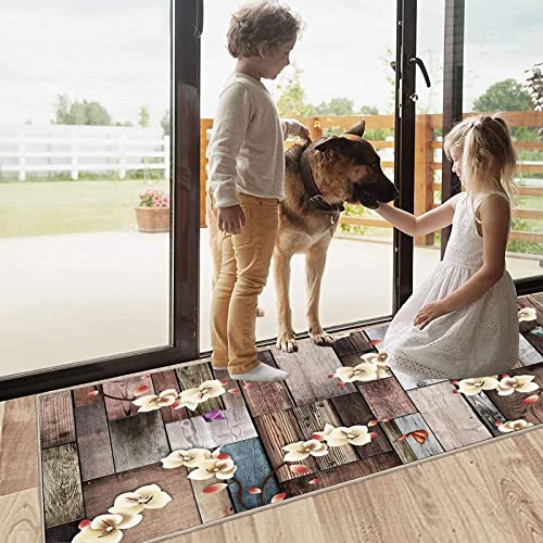 Alfombra cocina lavable antideslizante marrón rectangular de 100x100cm 3