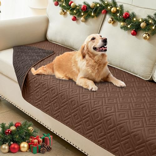 hyha Waterproof Dog Blanket, Soft Pet Bed Blankets, Waterproof Sofa Couch Cover for Dogs Washable, Reversible Pet Couch Covers for Sofa Furniture (30x70 Inch, Brown/Chocolate)