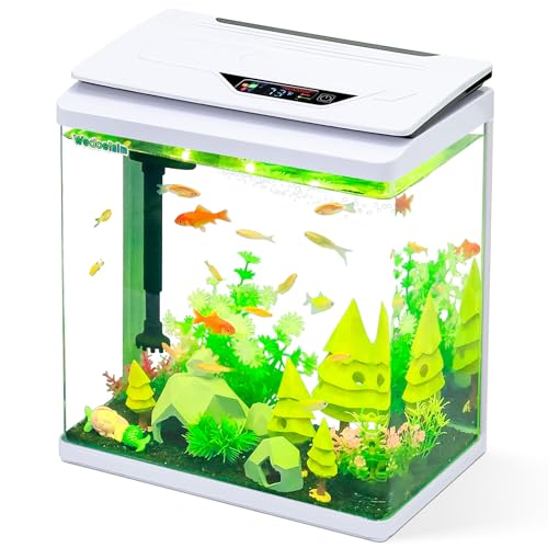 High-Transparency Fish Tanks, Betta and Goldfish Tanks with Filter, Light, Seven-Color LED, Integrated Oxygenation, Filtration, and Circulation, and Aquarium Starter Kits 3 Gallon