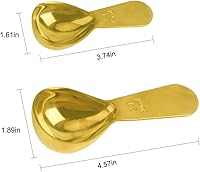 Vista 7 de Juego de cucharas de café de acero inoxidable - Medidas de 15 ml y 30 ml, para leche y polvo de fruta, dorado, pack de 2