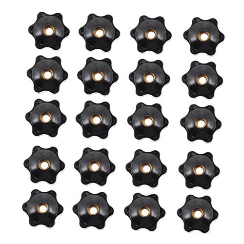 FUNOMOCYA Knob Nuts for Machine Tools 20 Pcs Threaded Hand Knobs Black Plastic Handle