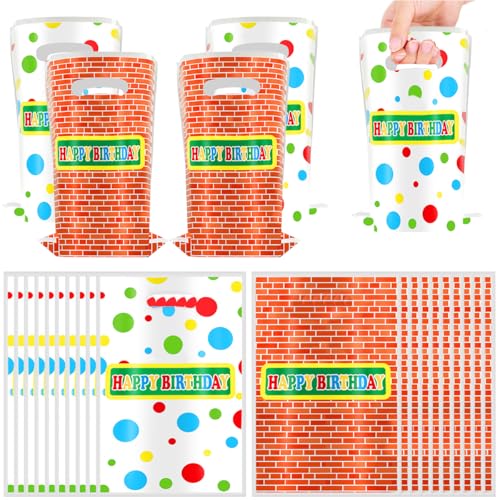 30Pcs Friends Street Themed Party Supplies - Red Brick Party Gift Bags and Colorful Birthday Party Candy Bags
