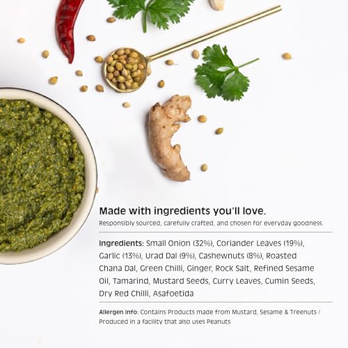 Image of Chutnefy Coriander Chutney | 250g Freeze-Dried Instant Dry Mix | Just Add Water to Make 20+ Servings (1000 g) | 0% Preservatives or Additives