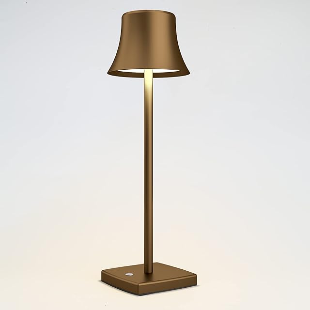 YIKUI Cordless Table Lamps, 5000 mAh Rechargeable Battery Equipped with USB Output Port and 3 Lighting Modes Dimmable LED Desk Lamps, for Restaurant Terrace Bedroom Study Office (Titanium)