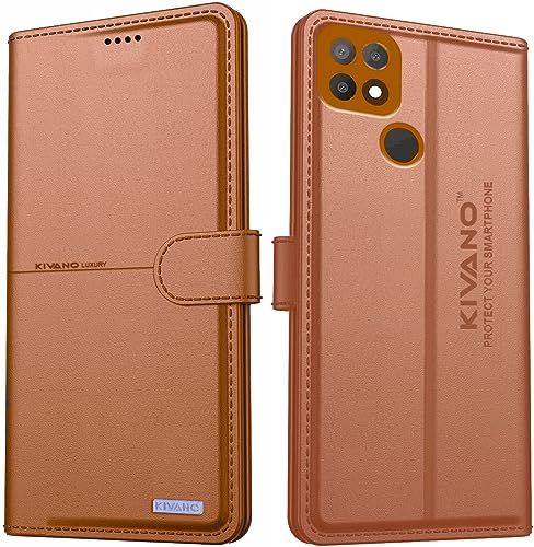 Image of KIVANO Compatible with Oppo A15 / Oppo A15s Flip Cover | Leather Finish | Inside Pockets & Inbuilt Stand | Shockproof Wallet Style Magnetic Closure Back Cover Case