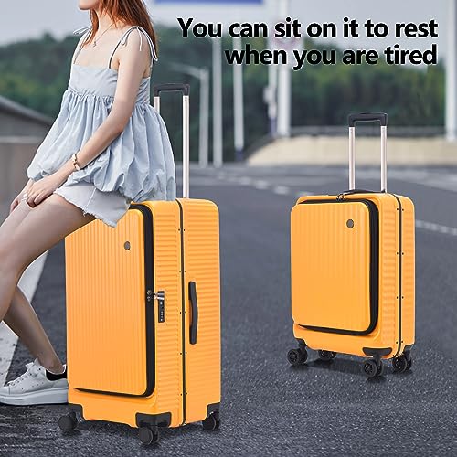 2 pieces 20/29 Aluminum Frame Carry On and Checked Luggage Set with Side Opening, Lightweight Hardshell ABS+PC Trunk Suitcase with TSA Lock, 360° Universal Wheels & Adjustable Handle, Orange2