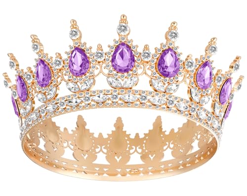 Crown for Women, Queen Crown Tiara for Princess Party (Gold Purple)