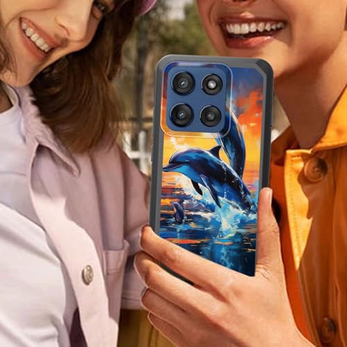 GFEWYTJYJ for Moto Edge 2025 Case,Shockproof 3-Layer Full Body Protection Rugged Heavy Duty High Impact Hard Cover Case for Motorola Moto Edge 5G 2025,Dolphins Jumping Sunset - image 6