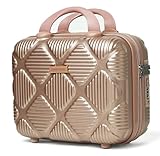 SHAMAX® Cosmetic Box Portable Makeup Travel Case Vanity Case Organiser Case Mini Luggage, Mini Bag, Hard Shell Travel Luggage (Waterproof) ABS (750 Gold, Gold)