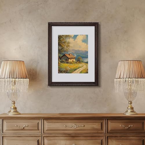 Image of eletecpro 11x14 Vintage Picture Frame, Glass Cover, Brown, 2-Pack | Display Photo 8x10 with Mat or 11x14 without, Horizontal or Vertical, Tabletop or Wall Decor