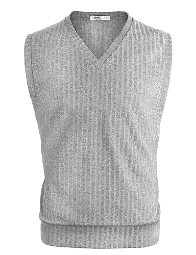 Ohoo Men's Cotton Blended Slim Fit Sweater Vest Knit V-Neck Sleeveless Pullover Sweater2