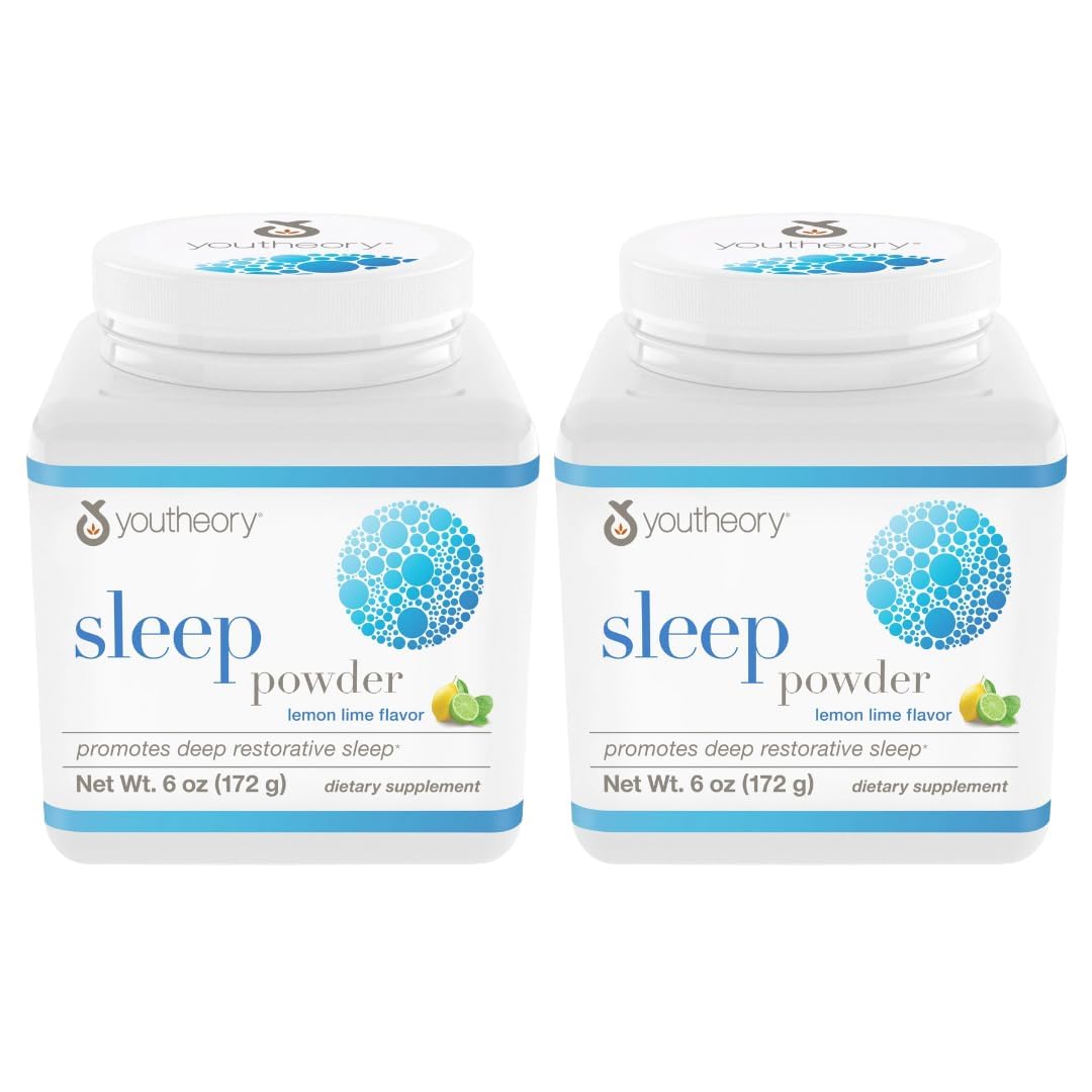 Youtheory Sleep Powder, Natural Lemon-Lime Flavor, 6 oz, 2 Pack Bundle 6 Ounce (Pack of 2)