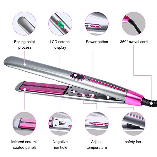 Plancha y rizador para cabello con pantalla LCD ajustable miniatura 4