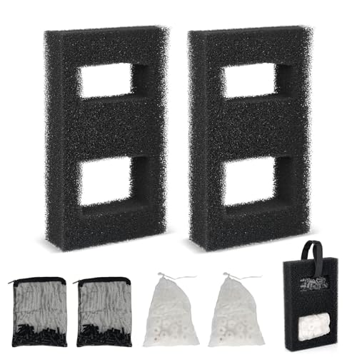 Junrvivy Lot de 2 kits de filtration pour aquarium Fluval Flex 57L avec filtre à charbon, filtre en mousse, anneaux en céramique – Compatible avec le...