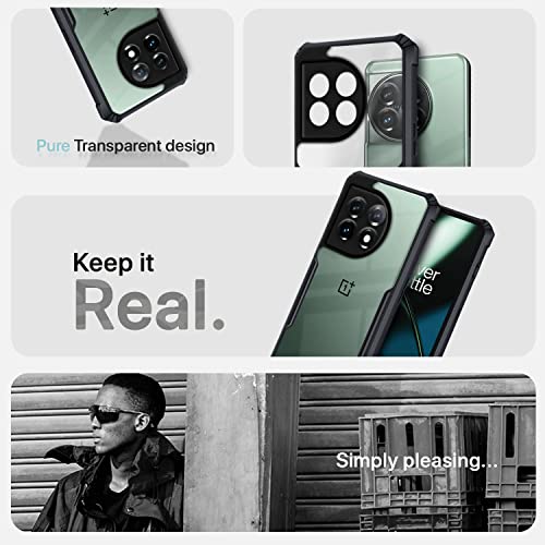 Image of Pikkme OnePlus 11 5G Back Cover | Crystal Clear Transparent Back | Ultra Hybrid | Full Camera Protection | Raised Edge | Bumper Back Case (Black)