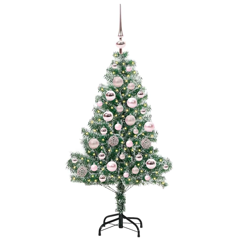 Sztuczna choinka z oświetleniem LED 120 cm, 230 polietylenowych końcówek, 150 diod LED w kolorze ciepłej bieli, USB 5 V, 8 trybów, z 61 bombkami do salonu, na taras i na zewnątrz