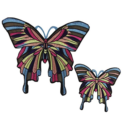 Hot Sale! AMA(TM) Pack of 2 Butterfly Dragonfly Collar Iron On Applique Sew Patch Sticker Badge DIY Embroidered Garment Decoration Craft (A)