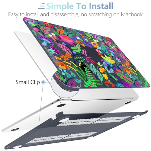 Image of MEEgoodo Case for M5 /M4 /M3 /M2 MacBook Air 13 inch 2026 2025 2024 2022, Fit Model A3449 /A3240 /A3113 /A2681, Case Compatible with MacBook Air 13.6-inch, Bright Flowers & Tropic Leaves