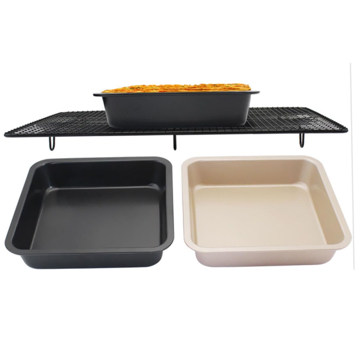 FUNOMOCYA 9 Inches Square Cake Baking Pan Non-stick Oven Cake Pan Household Baking Tray Wire Rack