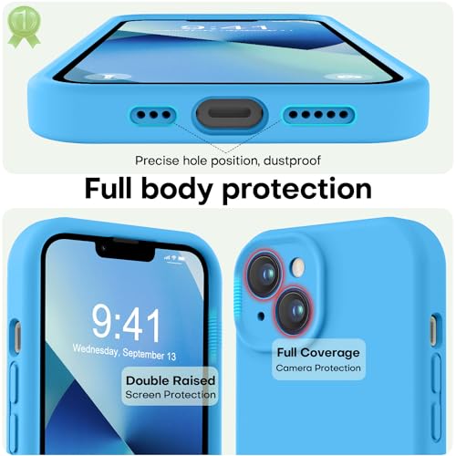 Image of LOVE 3000 Designed for iPhone 13 Case, Premium Silicone with [Camera Protection] [Soft Anti-Scratch Microfiber Lining] Shockproof Protective Phone Case for iPhone 13 Women Men Girls 6.1 inch, Blue