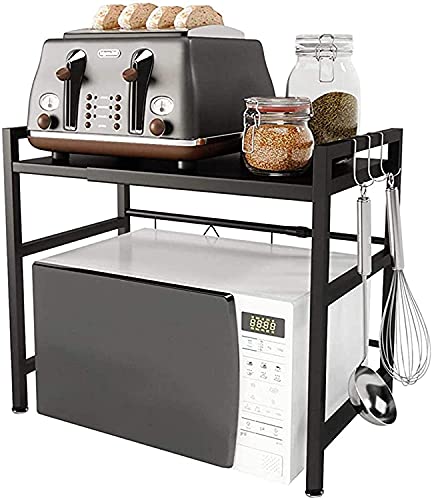 Support de rangement pour micro-ondes extensible avec 3 crochets noirs