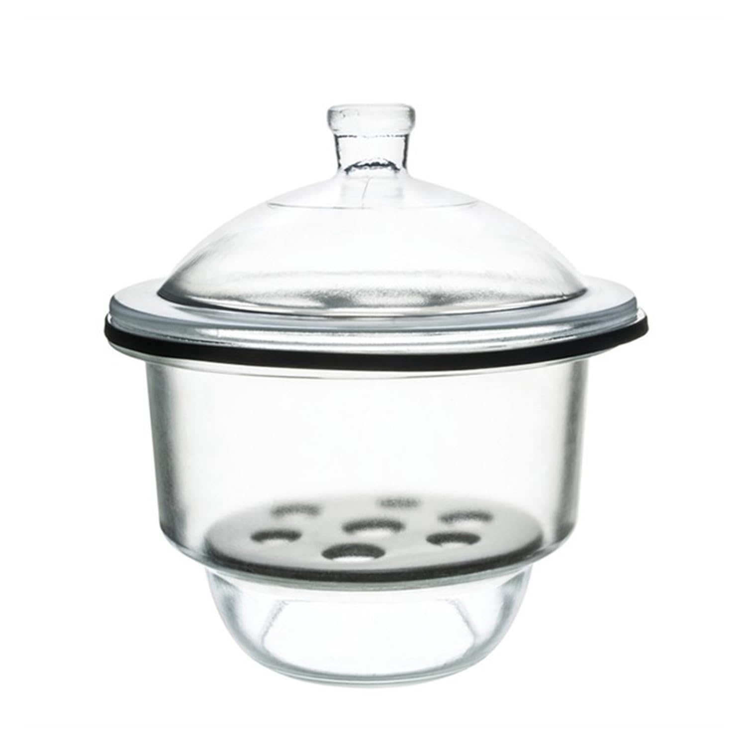 King Mariot Medical Equipments Heavy Duty Borosilicate 3.3 Clear Glass Desiccator With Cover and 210mm Porcelain Plate For Labware Biology Chemistry Laboratory Experiment Education