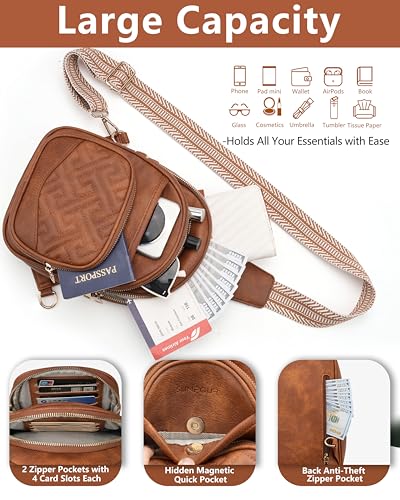 Image of Anti Theft Crossbody Bags for Women,RFID Sling Bag Travel Purse | 5 Compartments,8 RFID Slots,Hidden Pocket,Adjustable Strap,Vegan Leather