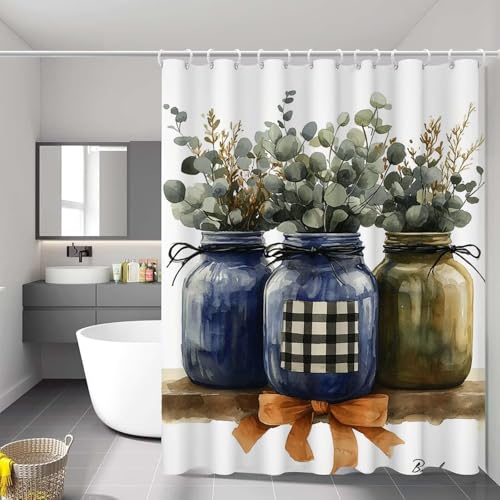 Rideau de douche imperméable et séchage rapide en tissu polyester lavable avec ourlet lesté