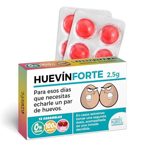 Caramelos de Broma en blister | HUEVINFORTE | Sorpresa Regalo Divertido con 12 Caramelos sin azúcar | Regalo para Amigos, familia, cumpleaños, navidad, amigo invisible, reuniones, fiestas…