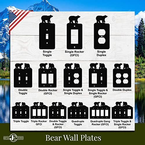 Bear Toggle Light Switch & Single Gang (Rocker-Gfci) Wall Plate (Single Toggle With Gfci (Rocker), Black) - Made In Usa #TOP3