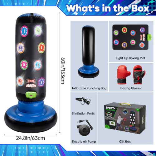 Punching Bag for Kids, with Scoring LED Lights & 6 Game Modes, 60 Inch - image 7